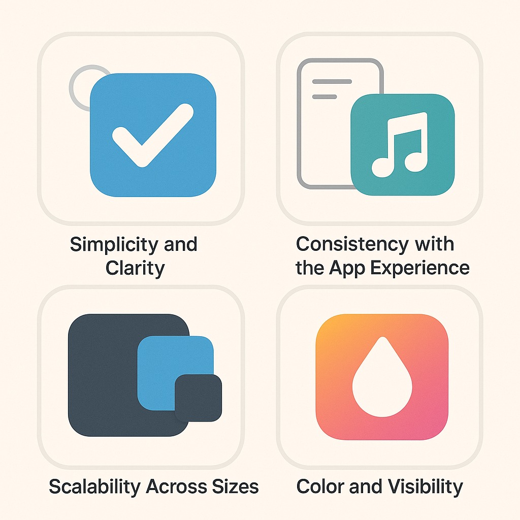 Core Principles of Effective App Icon Design - Simplicity, Consistency, Scalability, Color and Visibility