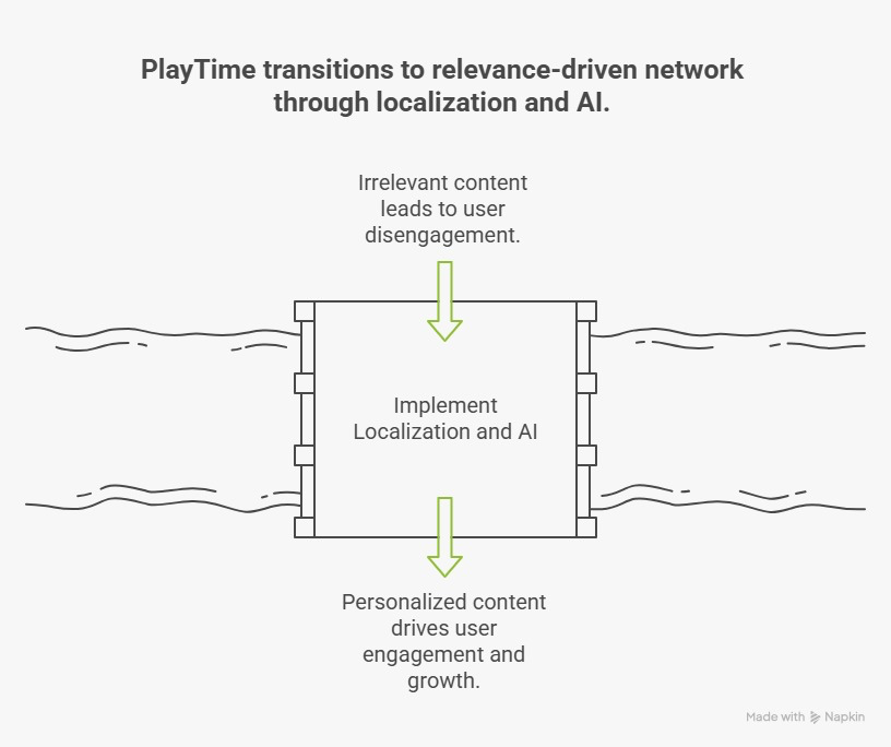 PlayTime transitions to relevance-driven network through localization and AI